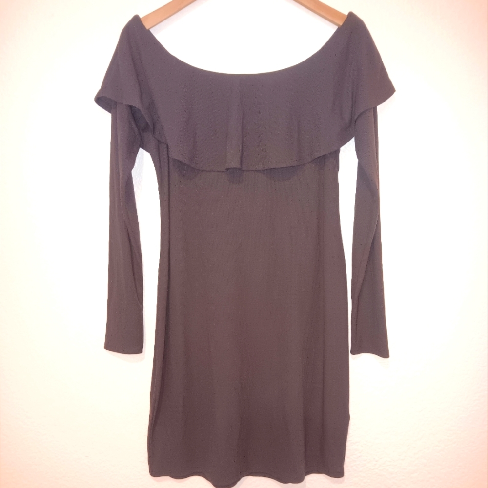 Express Gray Off Shoulder Dress - Picture 1 of 9